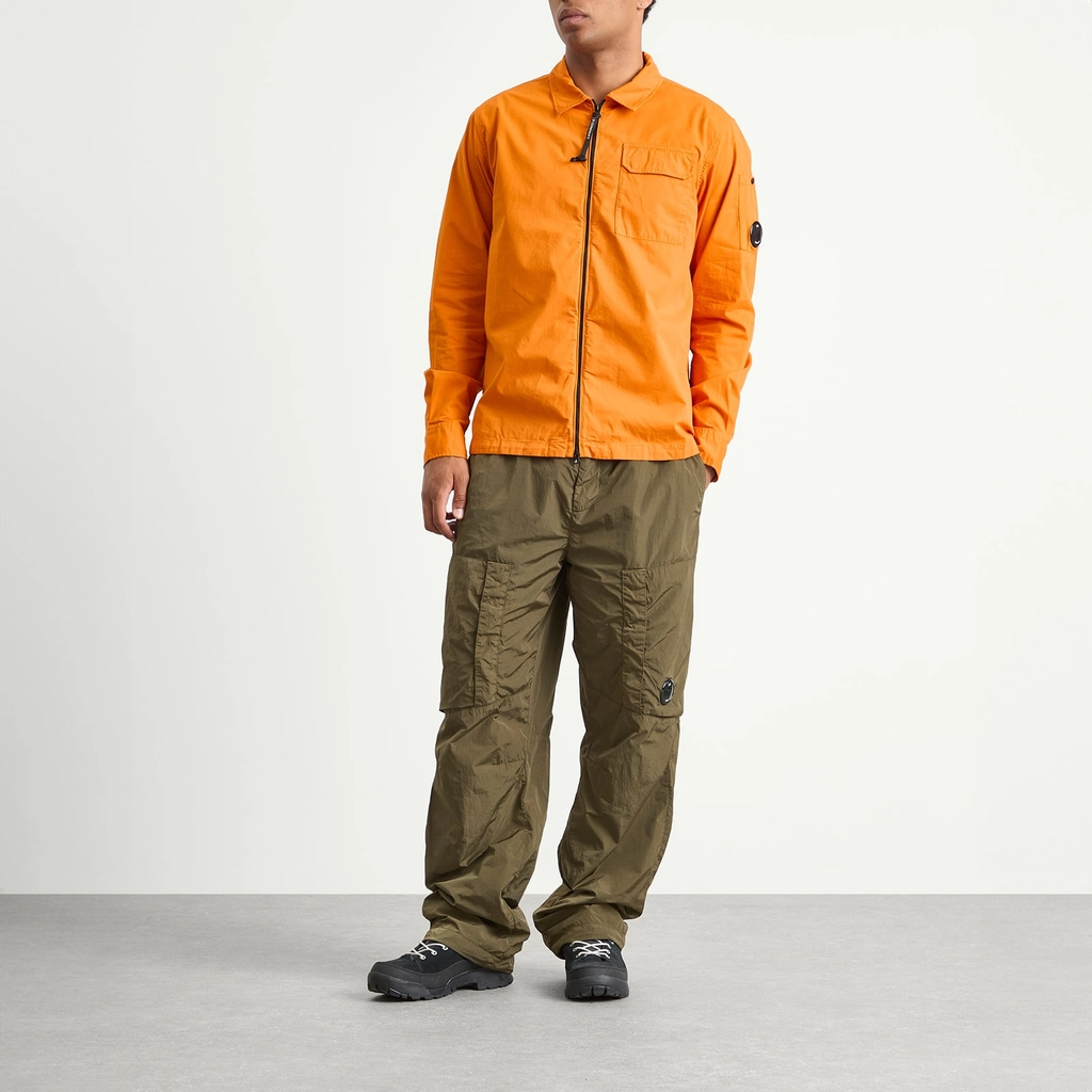 CP Company Men's Organic Gabardine Zip Overshirt Russet Orange